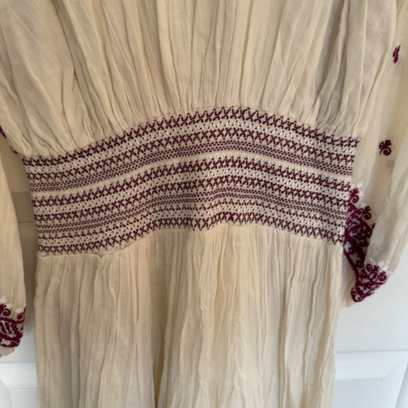 Free People Neo Folk Embroidered boho midi Dress elastic waist 33967 - Picture 11 of 15